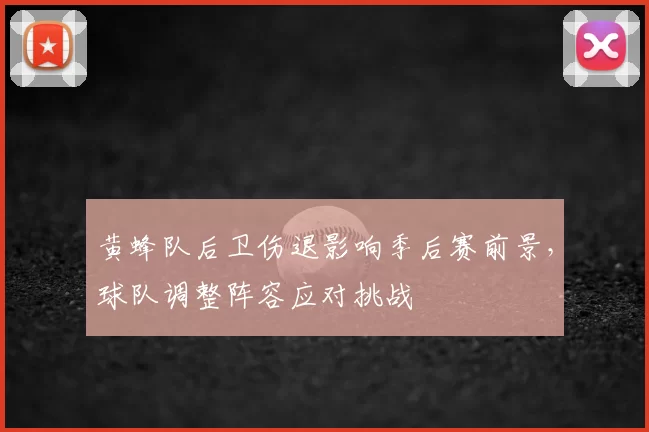 黄蜂队后卫伤退影响季后赛前景，球队调整阵容应对挑战